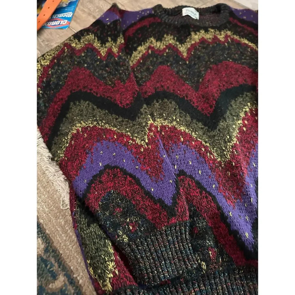 Protege Abstract Pattern Knit Long Sleeve Sweater Size XL mens 90s - Picture 3 of 4